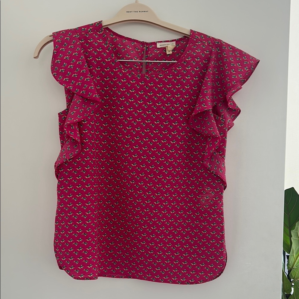 Meadow Rue (Anthropolgie Brand) - Pink Ruffle Sleeve Top